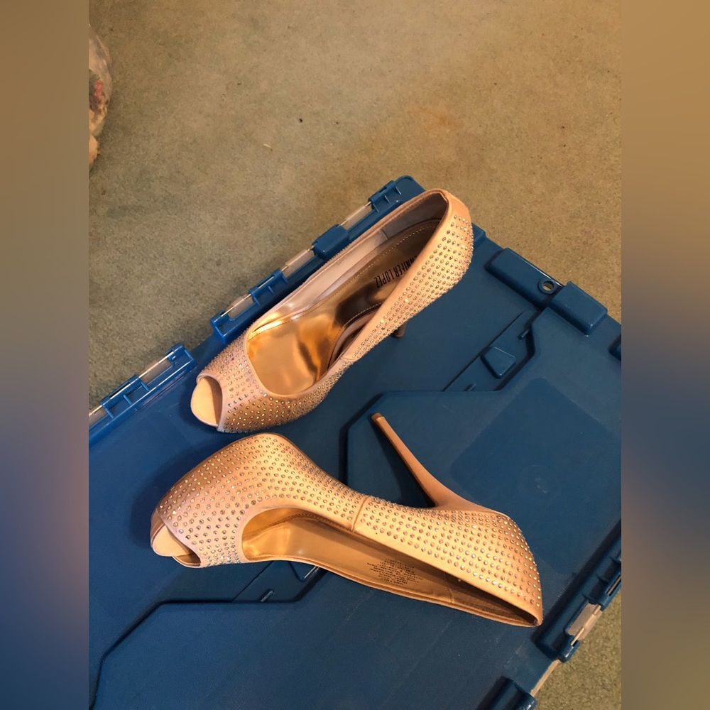 J lo stiletto heels. Champagne color